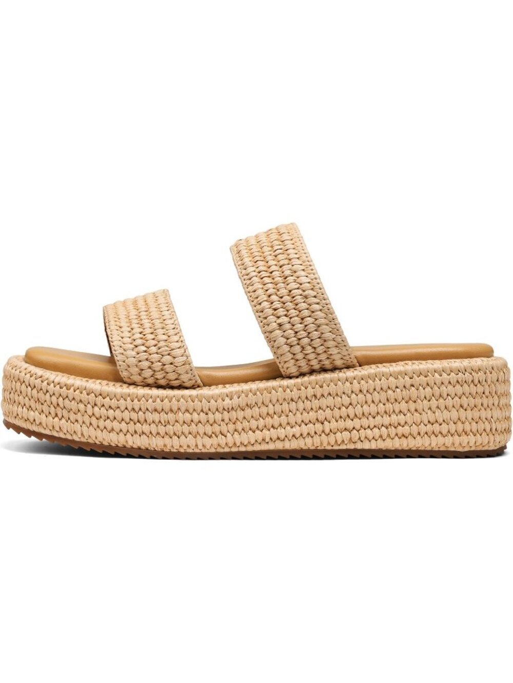 Women's Brown Leather Woven Wedges Beach Slip On Comfortable Casual Platform
